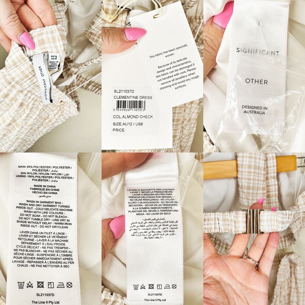 NWT Significant Other Clementine Cutout Gingham Plaid Maxi Dress Almond Chalk 8 - Picture 12 of 15